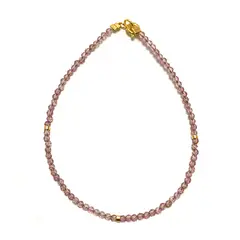 ANDREA COGGIOLA JOYAS - Pulsera Cristal Morado Claro Mostacillas Enchapado Oro 18K