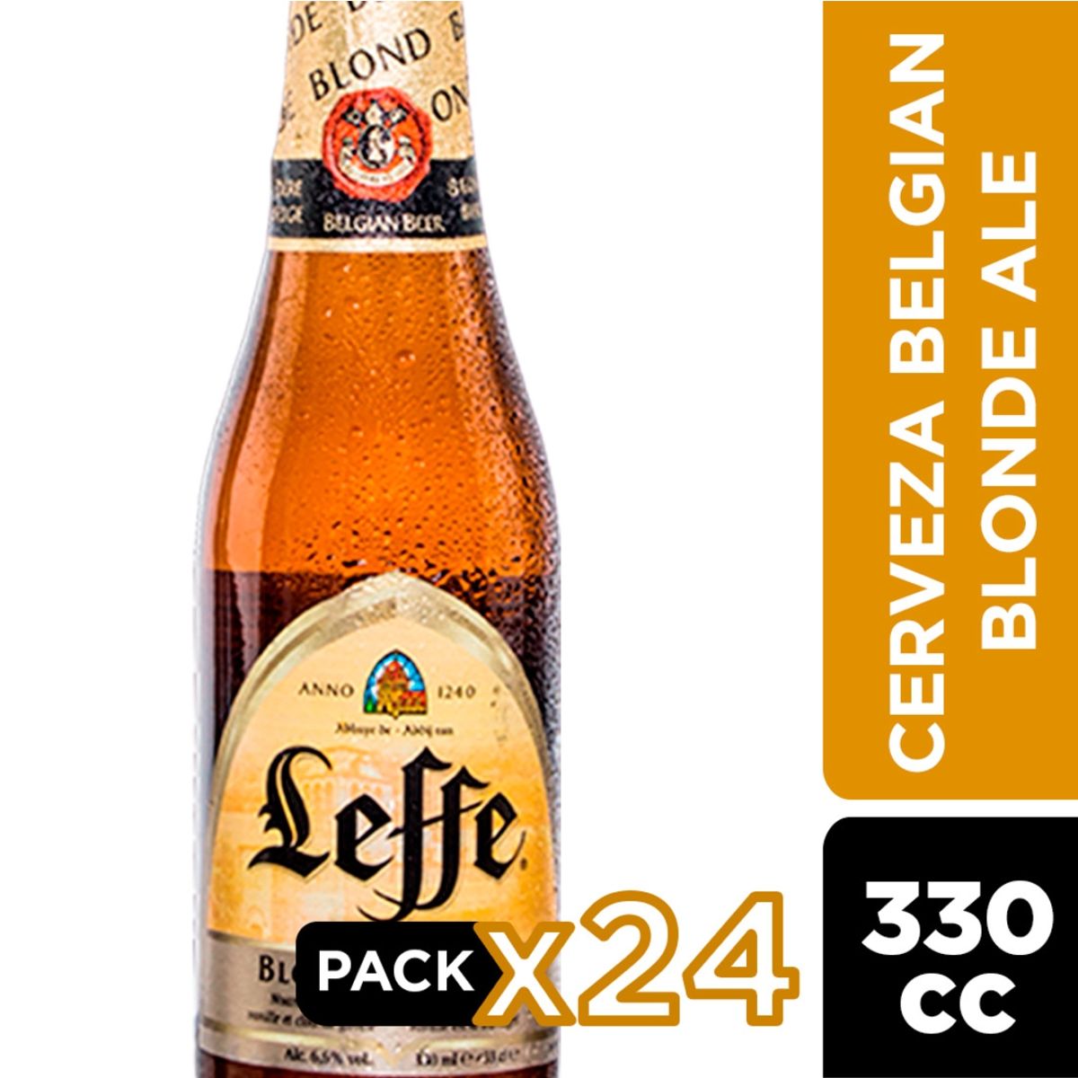 LEFFE - CERVEZA LEFFE BLONDE BOTELLIN 330CC 24 UNIDADES
