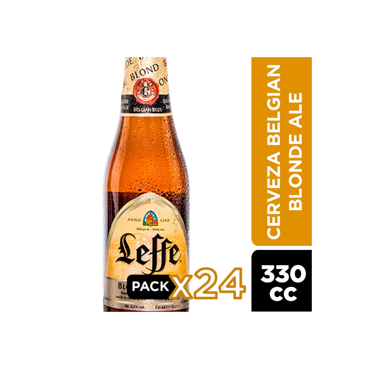 LEFFE - CERVEZA LEFFE BLONDE BOTELLIN 330CC 24 UNIDADES