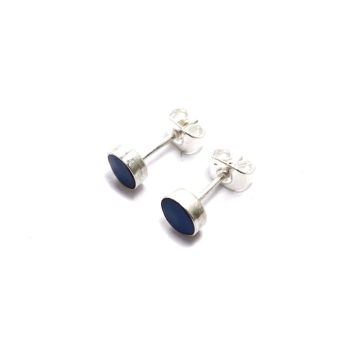 ANDREA COGGIOLA JOYAS - Aros Mini Redondos Lapislázuli Plata Fina 925