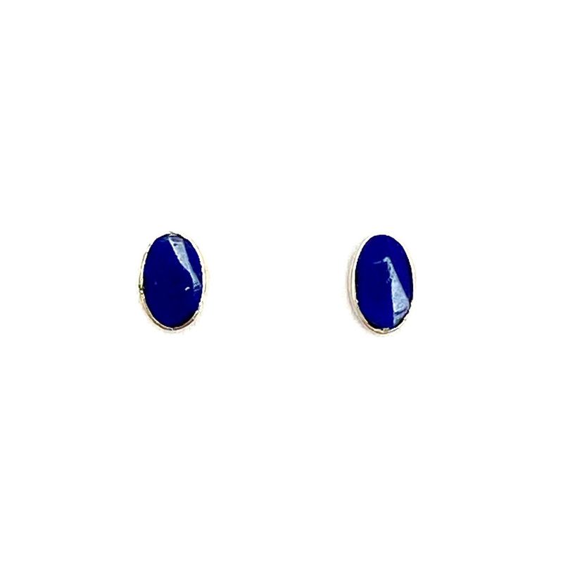 ANDREA COGGIOLA JOYAS - Aros Mini Ovalados Lapislázuli Plata Fina 925