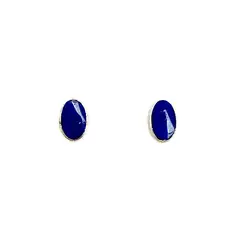 ANDREA COGGIOLA JOYAS - Aros Mini Ovalados Lapislázuli Plata Fina 925