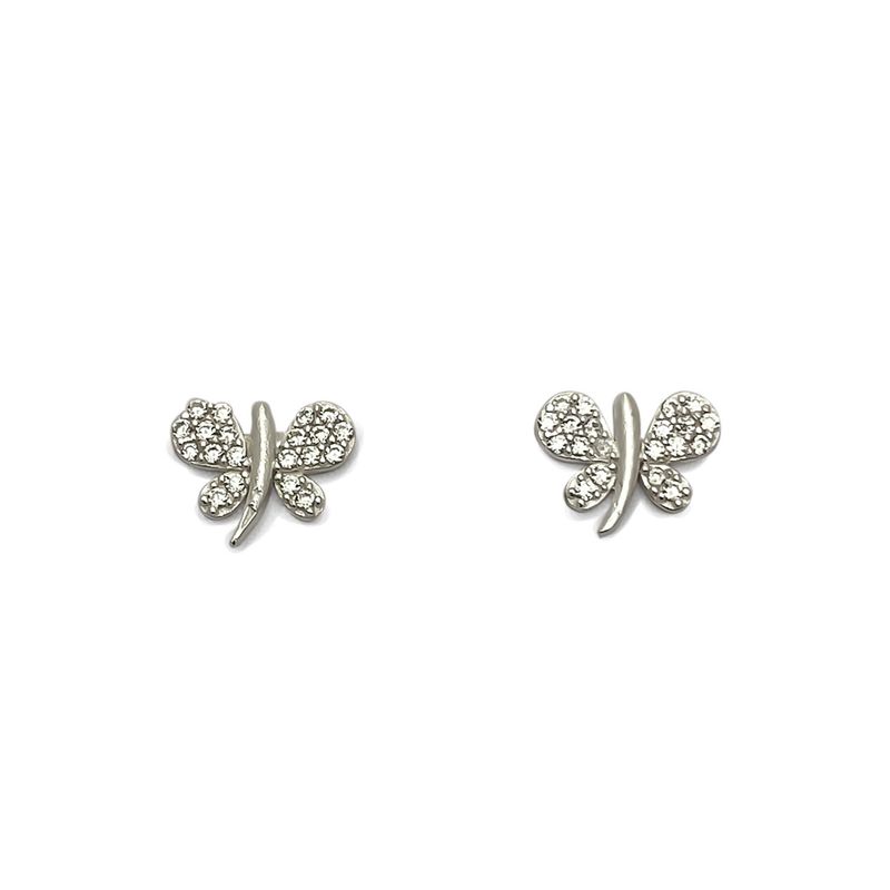 ANDREA COGGIOLA JOYAS - Aros Mariposa Circón Plata Fina 925