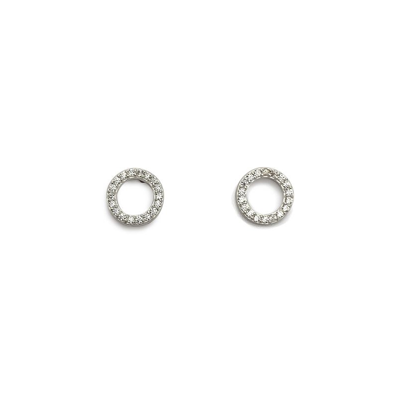 ANDREA COGGIOLA JOYAS - Aros Circulo Circón 9mm Plata Fina 925