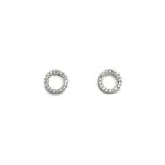 ANDREA COGGIOLA JOYAS - Aros Circulo Circón 9mm Plata Fina 925