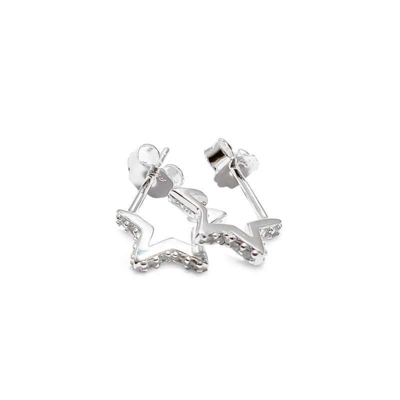 ANDREA COGGIOLA JOYAS - Aros Argolla Estrella Circón Plata Fina 925