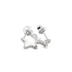 ANDREA COGGIOLA JOYAS - Aros Argolla Estrella Circón Plata Fina 925