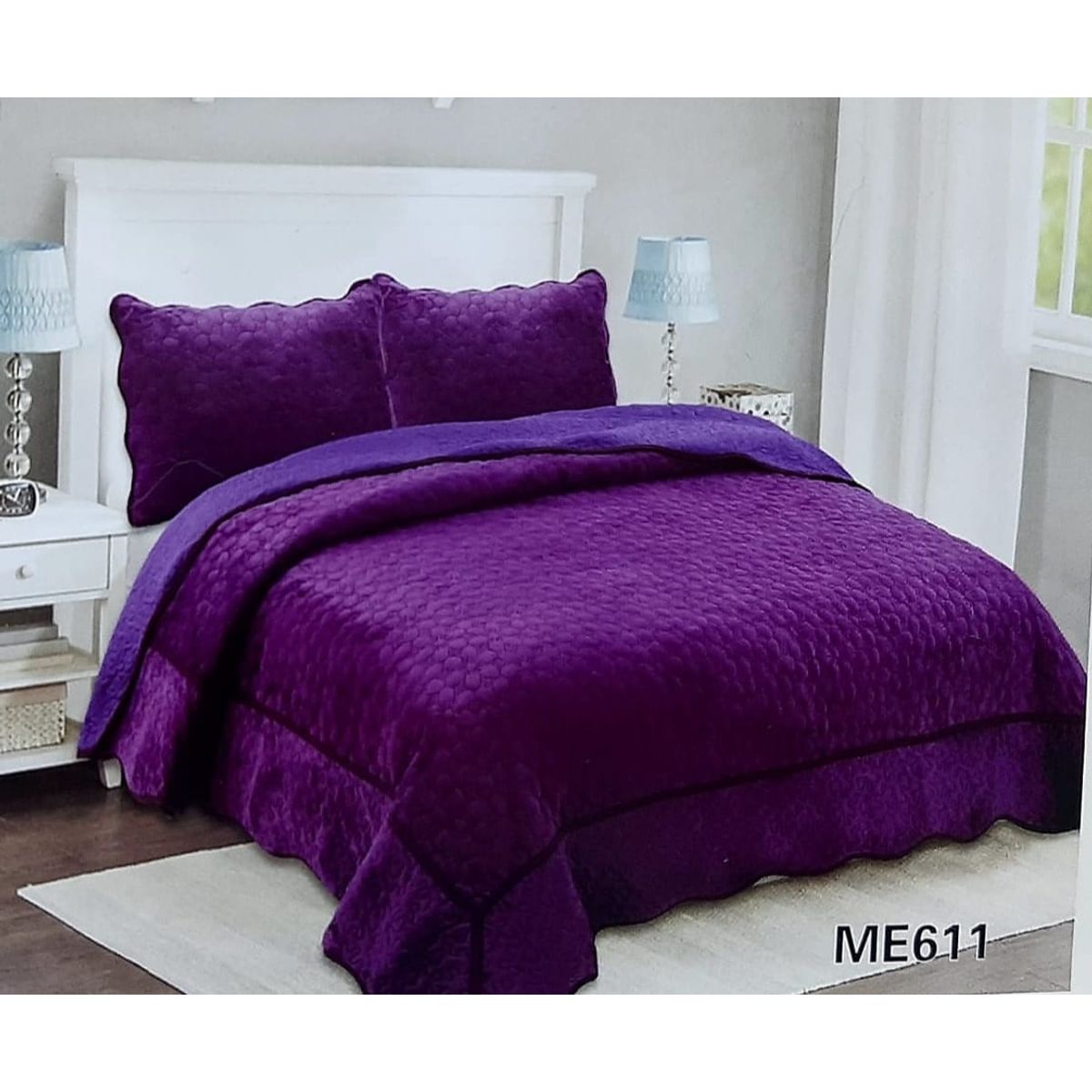 GENERICO - Cubrecama con tela 2 Plazas - Morado