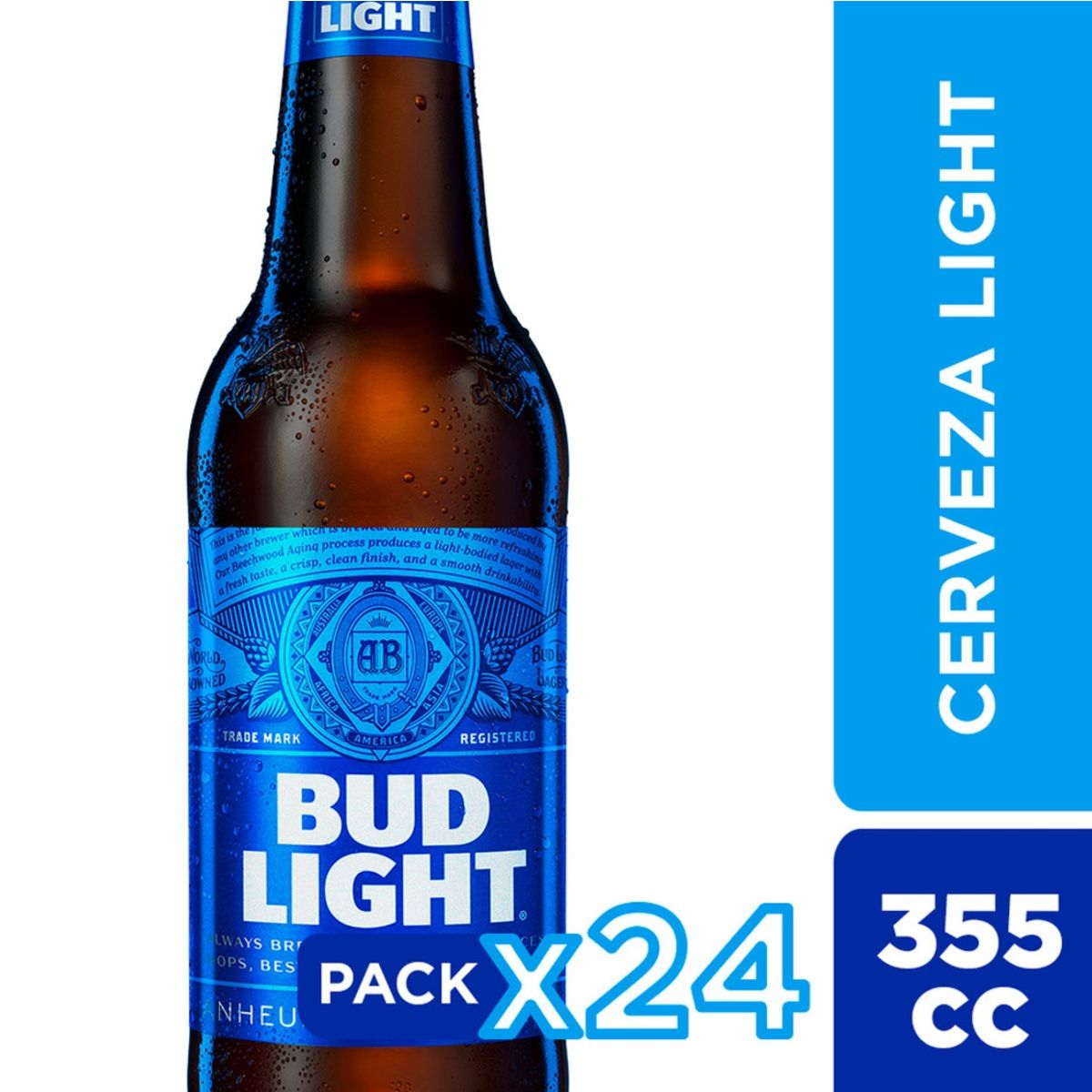 BUDWEISER - Cerveza Budlight botellin 24 Unidades 355 cc