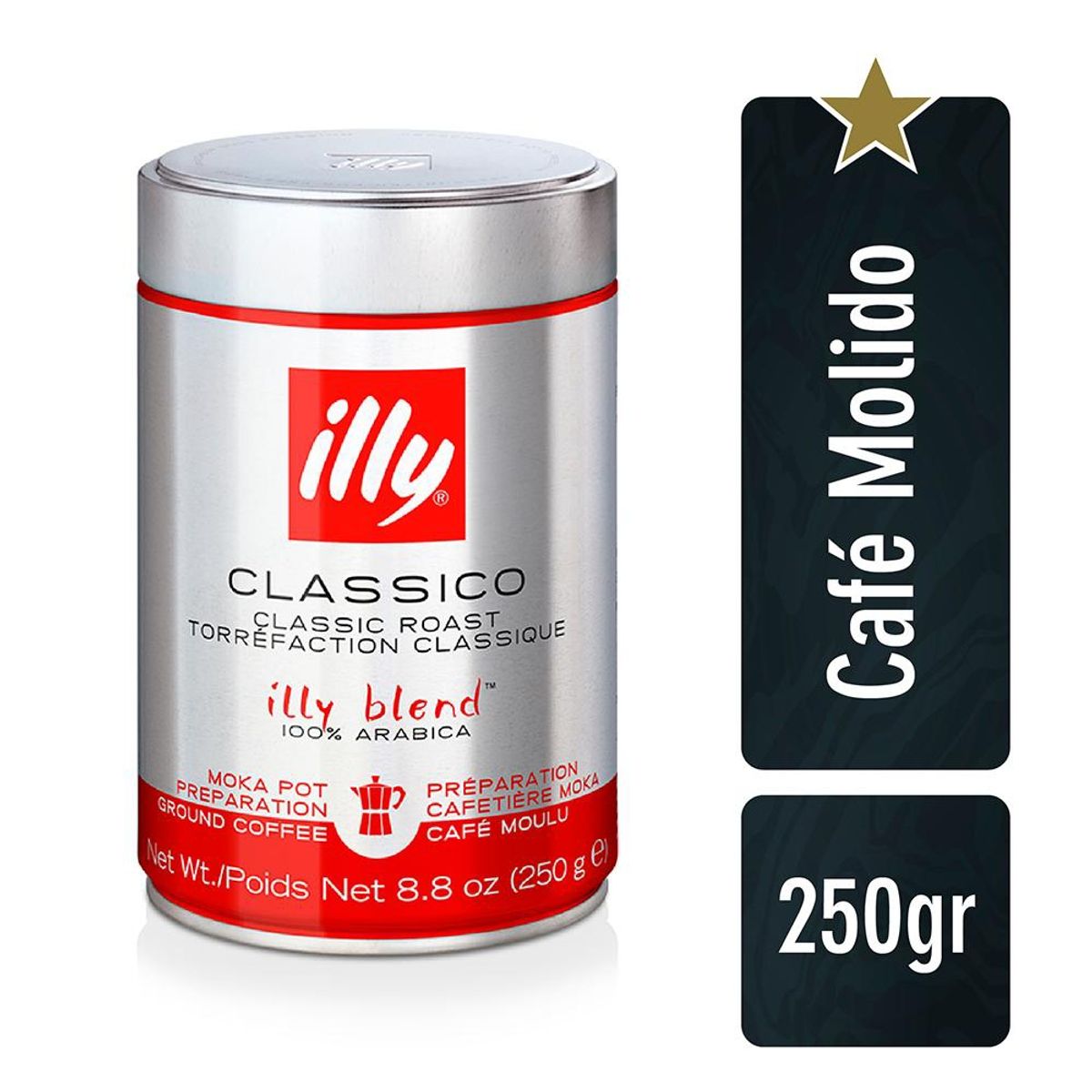 ILLY - CAFE MOLIDO TOSTADO CLASICO PARA MOKA LATA 250 GR ILLY