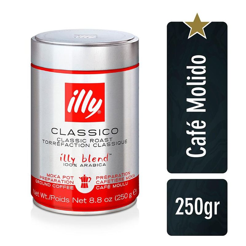 ILLY - CAFE MOLIDO TOSTADO CLASICO PARA MOKA LATA 250 GR ILLY