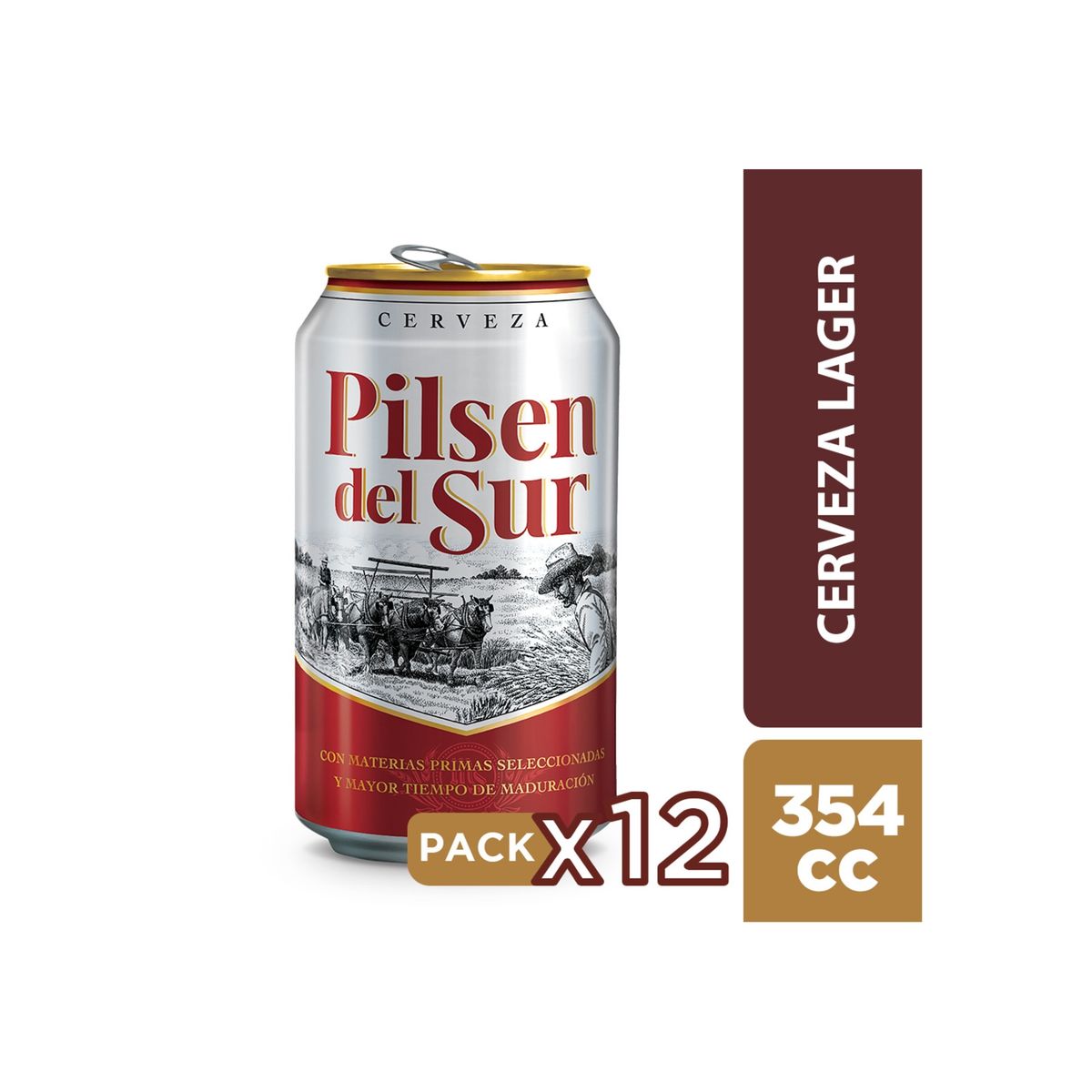 PILSEN DEL SUR - Cerveza lata x12 354 cc PILSEN DEL SUR