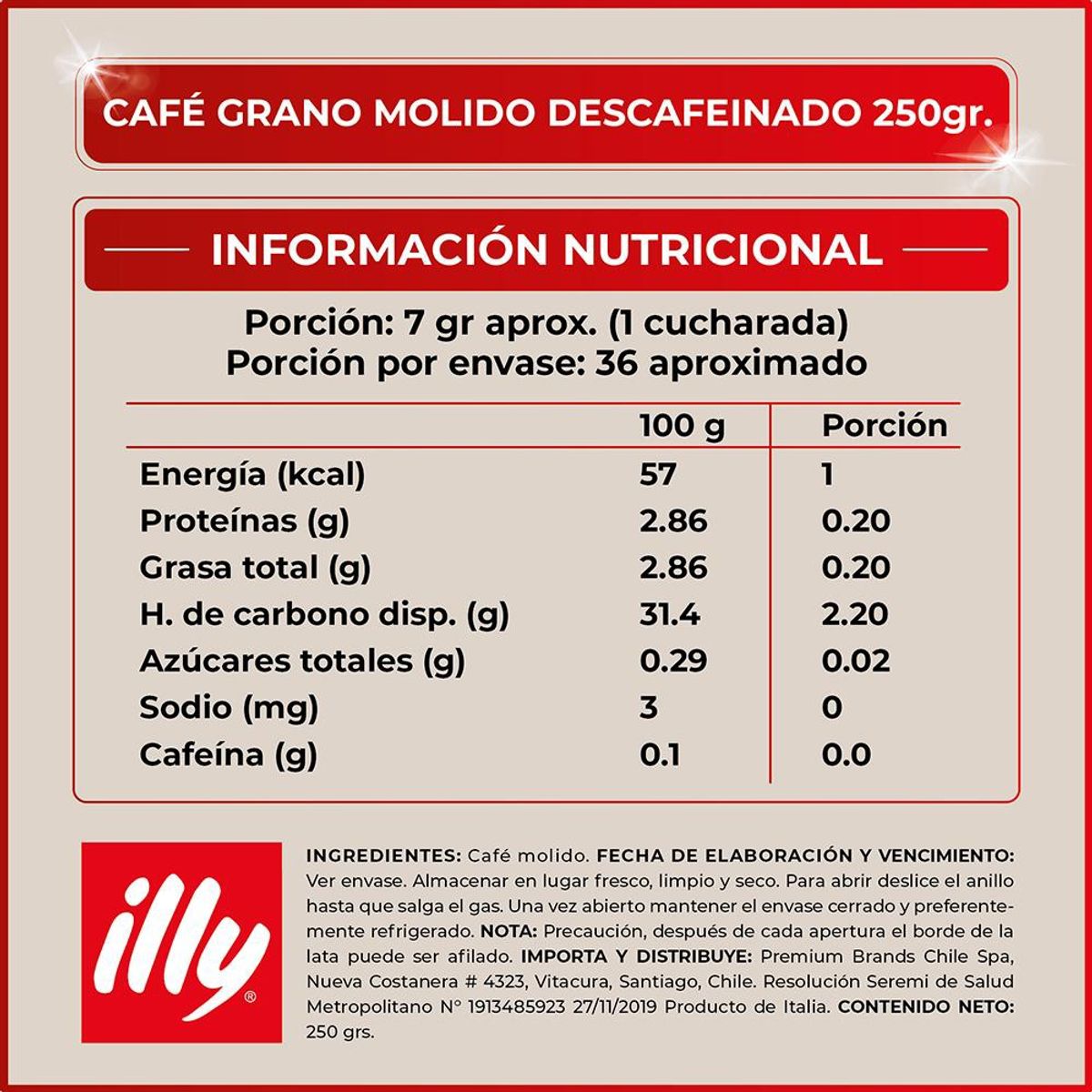 ILLY - CAFE ILLY Molido Descafeinado Lata 250 GR ILLY