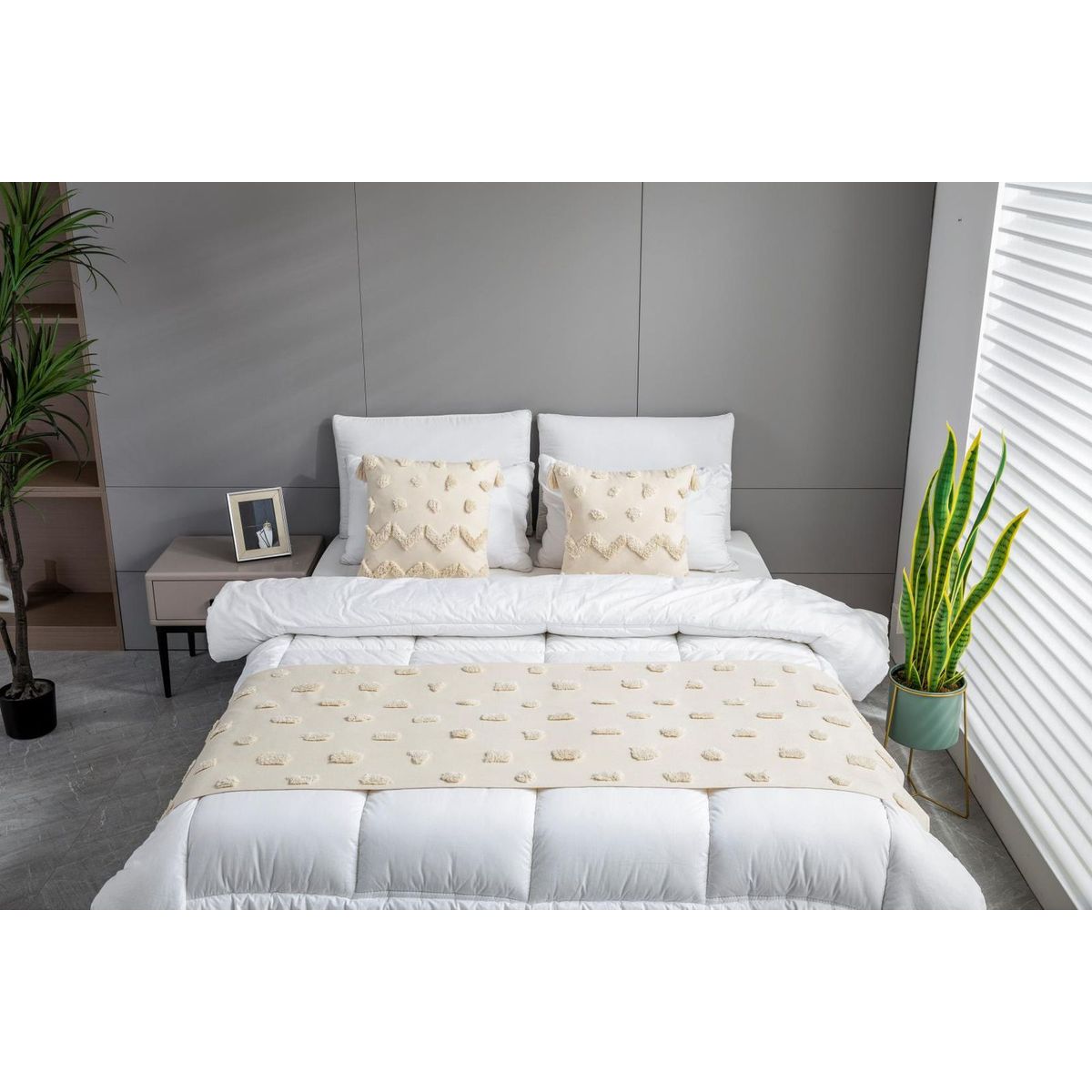 GENERICO - Set Piecera Boho Beige 60 X 210 +2 fundas