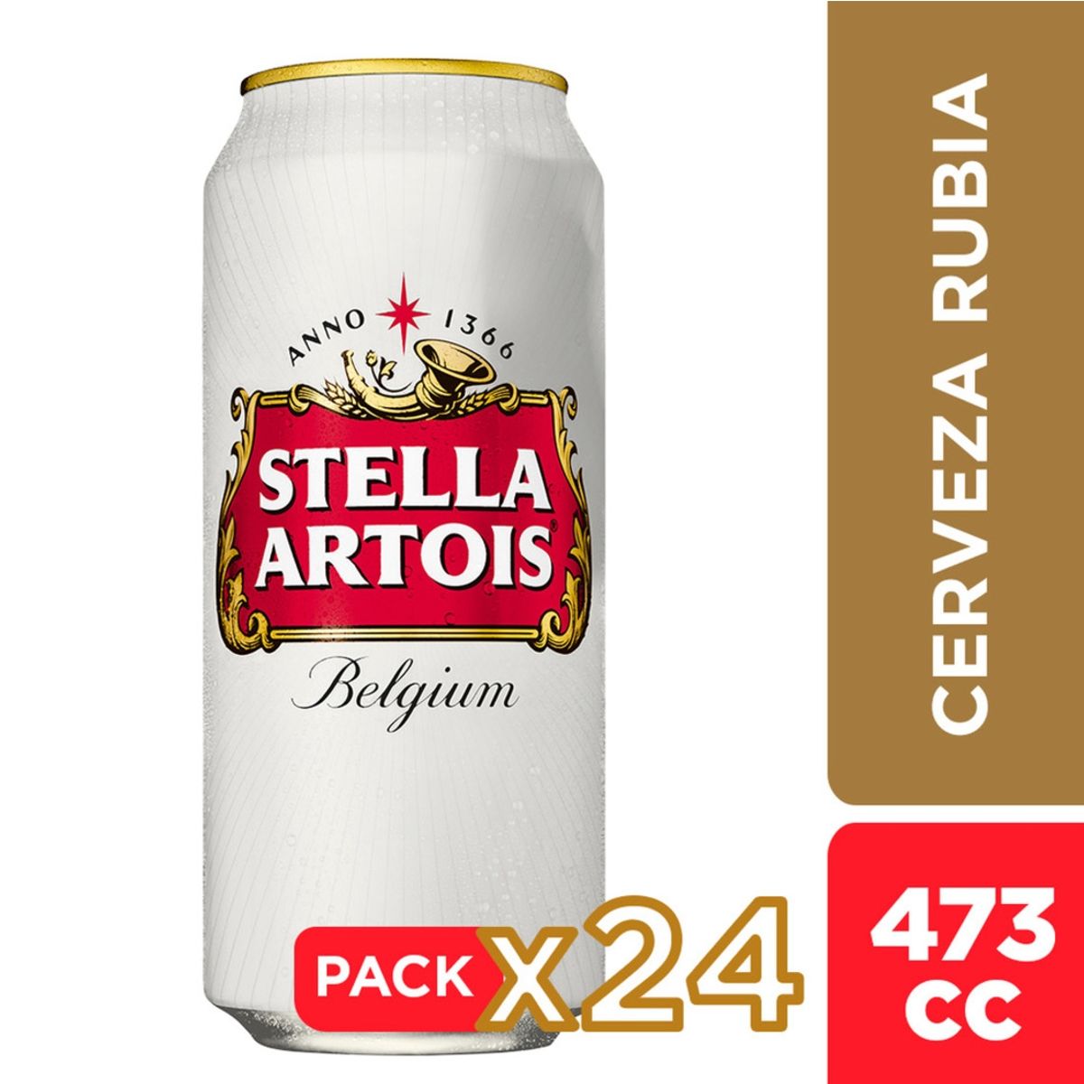 STELLA ARTOIS - Cerveza Stella Artois lata 24 Unidades 473cc STELLA ARTOIS