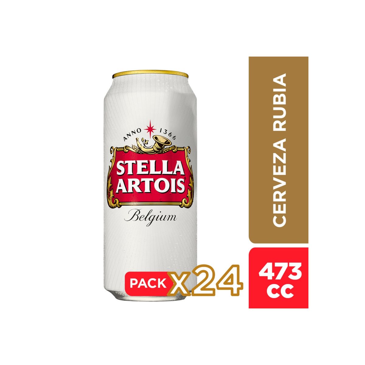 STELLA ARTOIS - Cerveza Stella Artois lata 24 Unidades 473cc STELLA ARTOIS