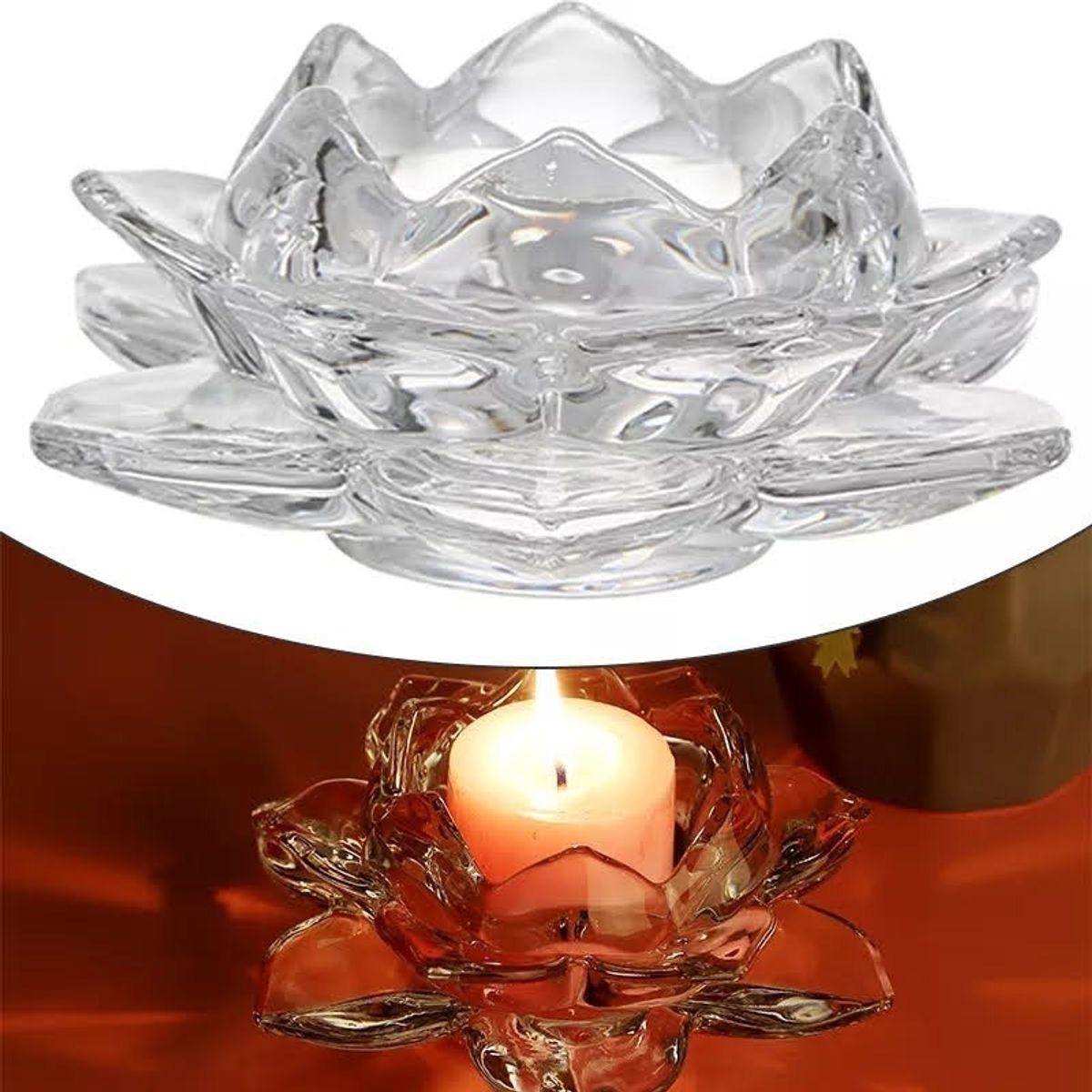 GENERICO - Porta Vela Candelabro De Vidrio Diseño Flor De Loto