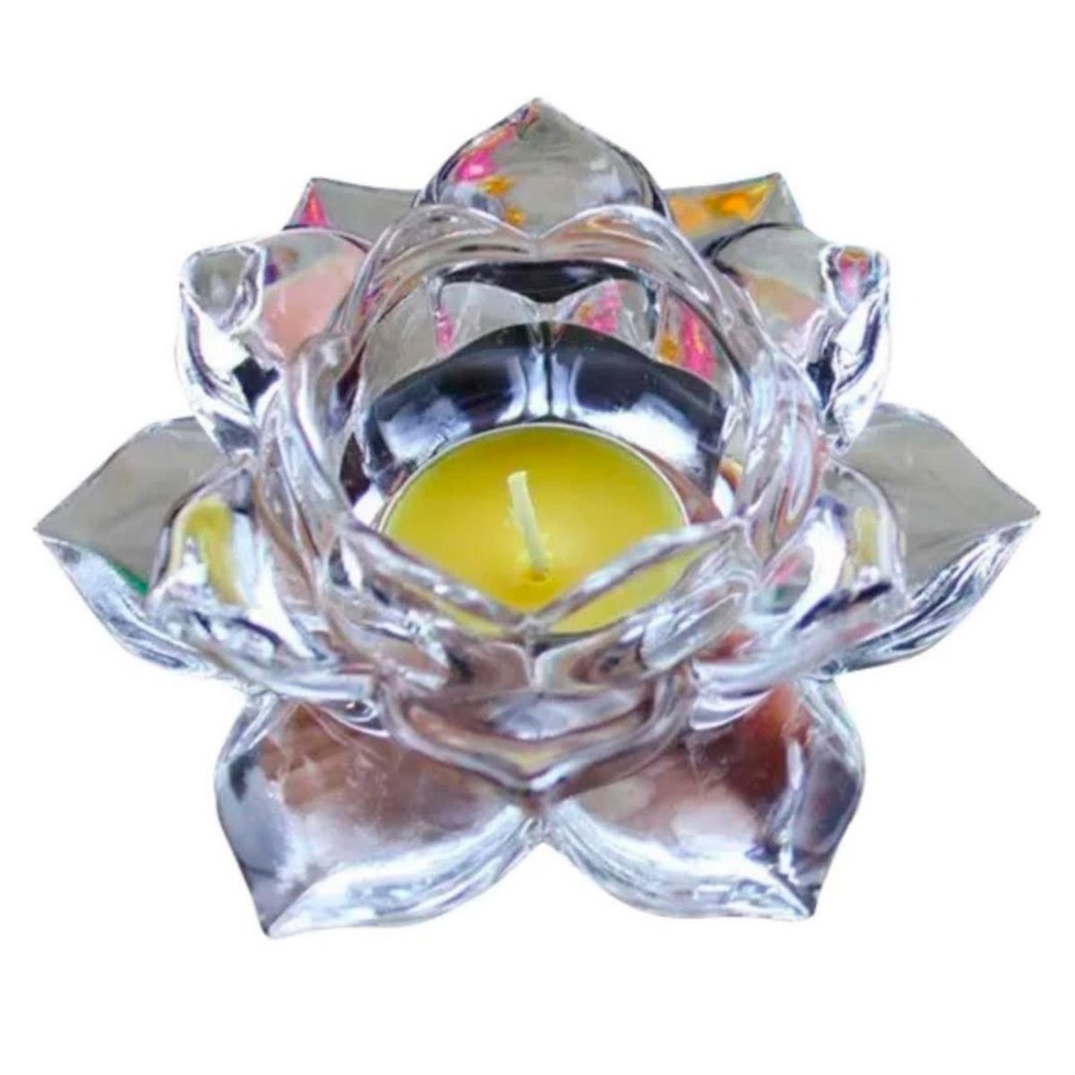 GENERICO - Porta Vela Candelabro De Vidrio Diseño Flor De Loto