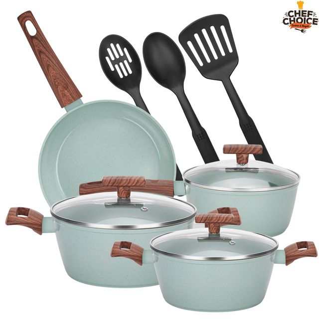 CHEFCHOICE - BATERIA DE COCINA  ALUMINIO 10 PIEZAS COLOR AGUA