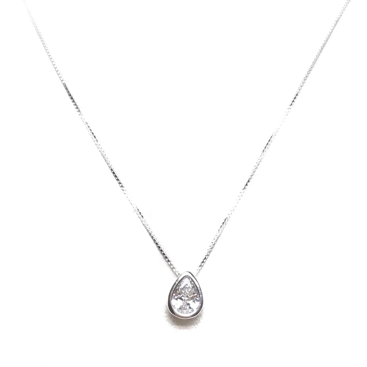 ANDREA COGGIOLA JOYAS - Collar Punto De Luz Gota Plata Fina 925