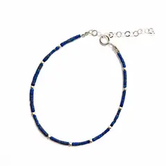 ANDREA COGGIOLA JOYAS - Pulsera Mostacilla Lapislázuli Plata Fina 925