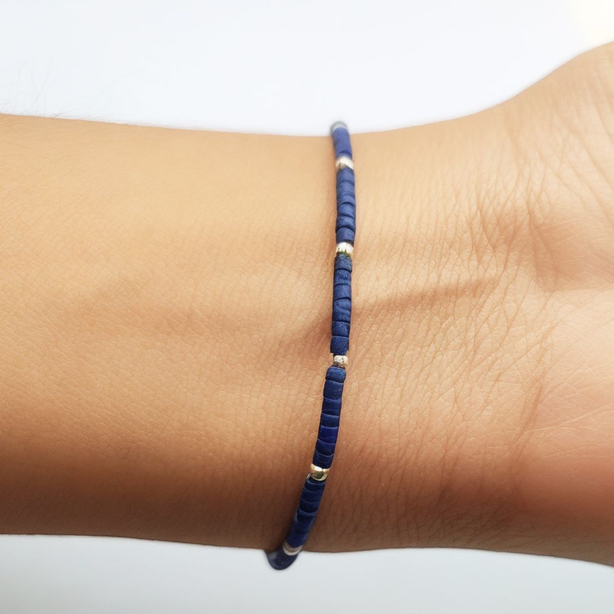 COGGIOLA - Pulsera Mostacilla Lapislázuli Plata Fina 925