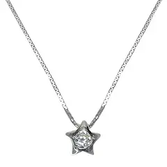 COGGIOLA - Collar Estrella Circón Punto De Luz Plata Fina 925 45cm