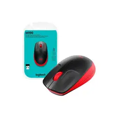 LOGITECH - Mouse Inalámbrico M190 Receptor USB NegroRojo