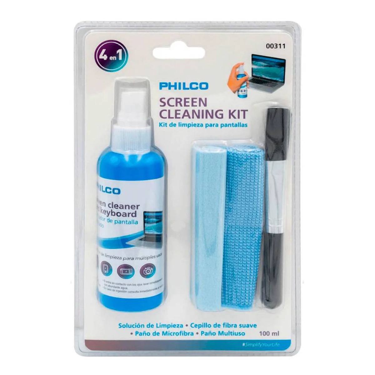 PHILCO - Kit Set Limpia Pantallas Liquido Philco Notebook Pc 4 En 1 PHILCO PHILCO