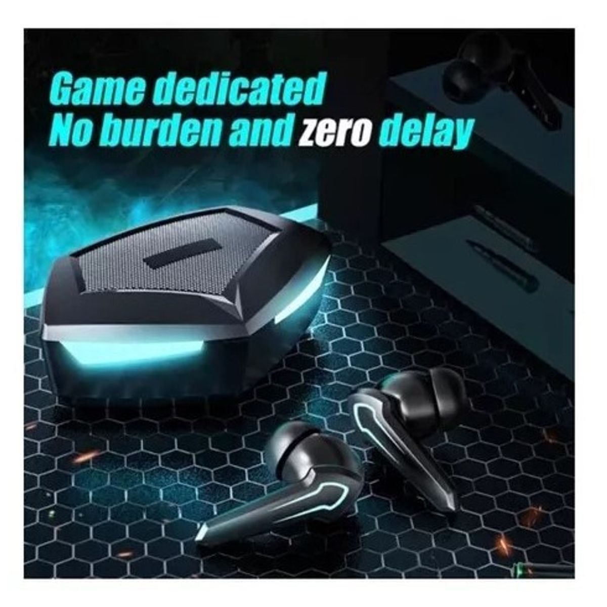 GENERICO - Audífonos Ultra Bass Hi Fi  Powerbank  Led  Tws Gamer Azul