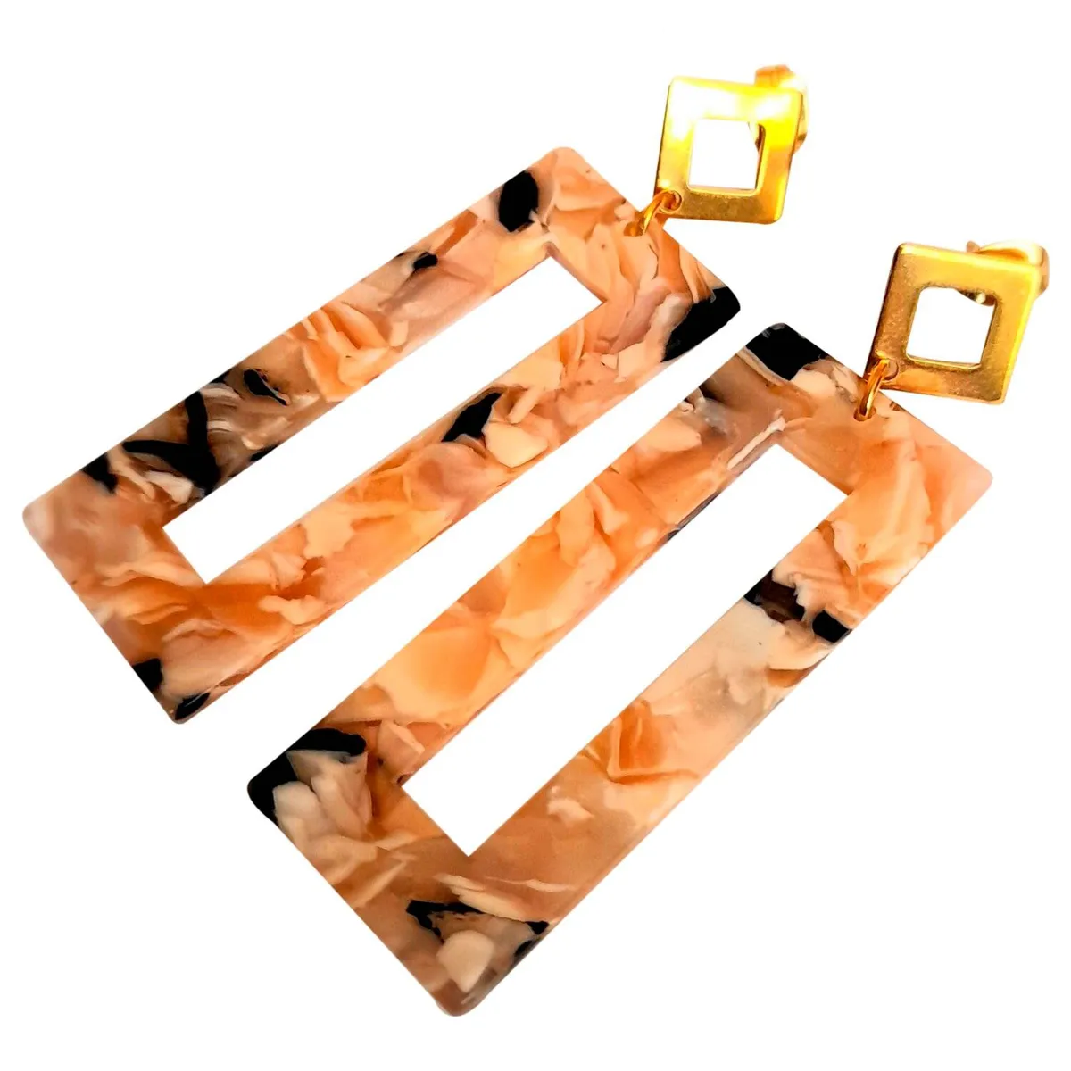 CATHALIFAUDJOYAS - aros rectangulares resina CathalifaudJoyas