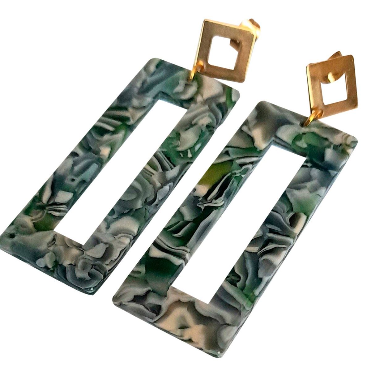 CATHALIFAUDJOYAS - aros rectangulares resina CathalifaudJoyas