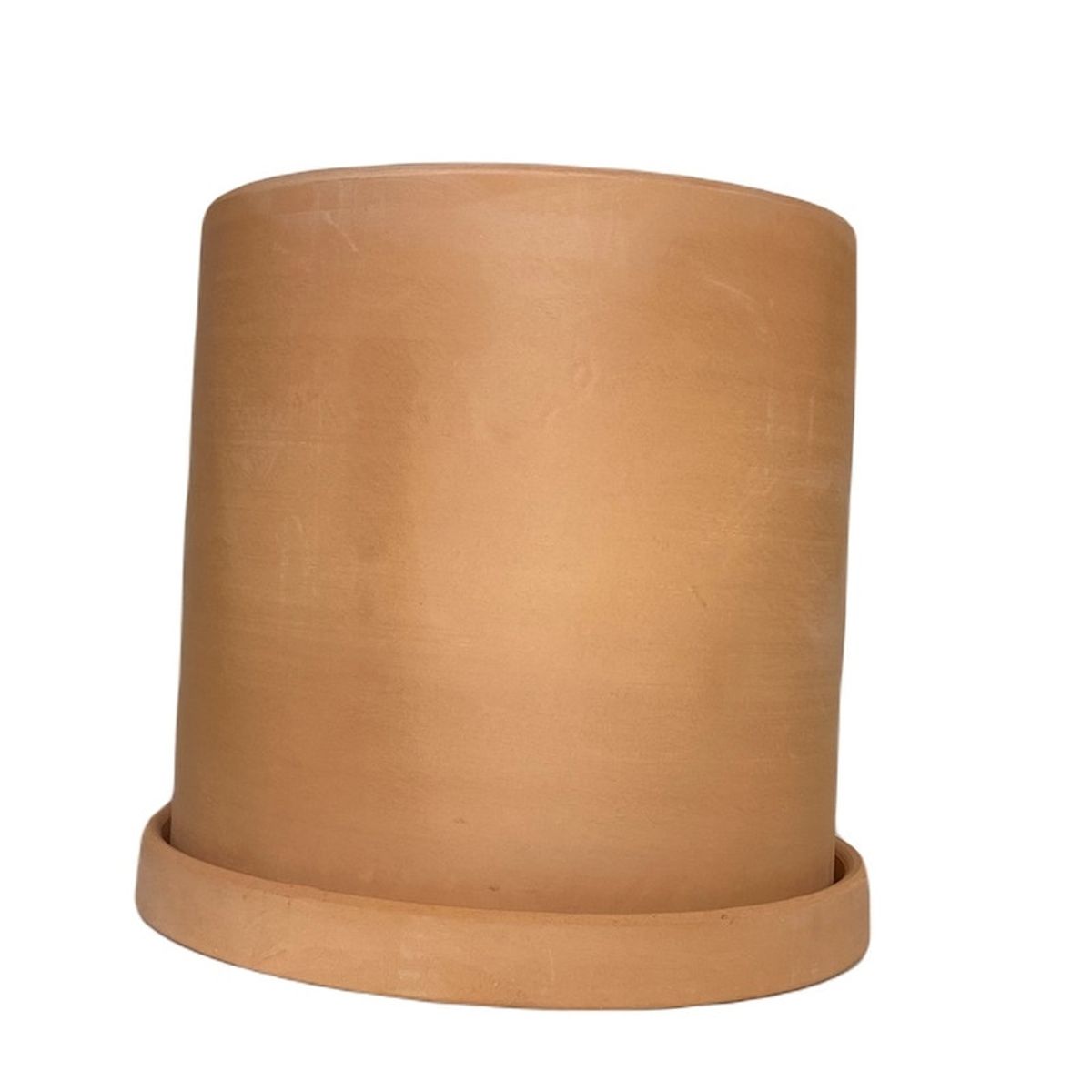 DECOGREEN - SET 2 MACETEROS Y PLATOS TERRACOTA CILINDRO S+L.