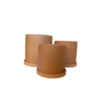 SET 3 MACETEROS Y PLATOS TERRACOTA CILINDRO S+M+L.