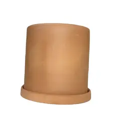 DECOGREEN - MACETERO Y PLATO DE TERRACOTA CILINDRO M