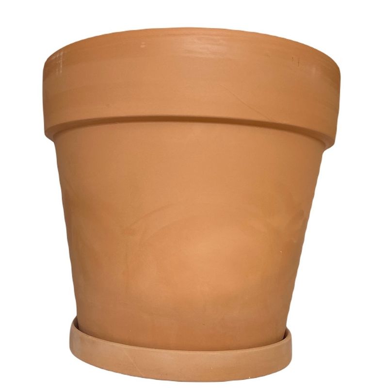 DECOGREEN - SET 3 MACETEROS Y PLATOS TERRACOTA CLASICA S+M+L