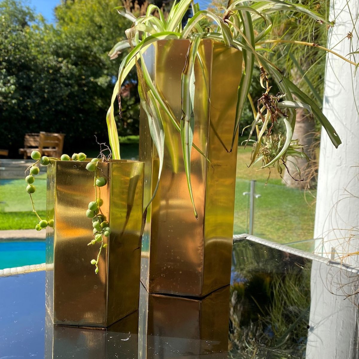DECOGREEN - MACETERO METÁLICO OCTOGONAL DORADO M