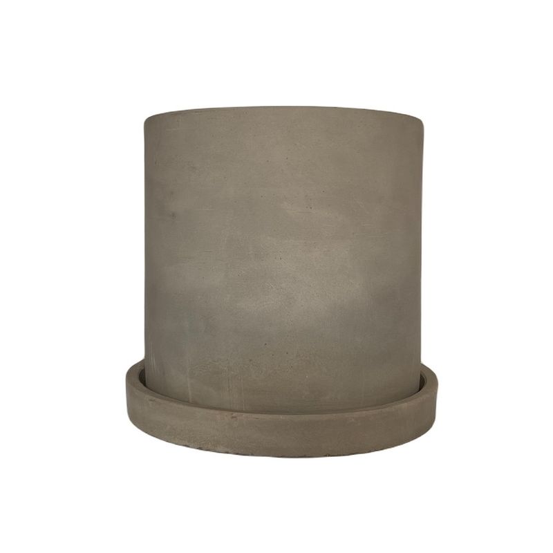 DECOGREEN - MACETERO Y PLATO CEMENTO CILINDRO S