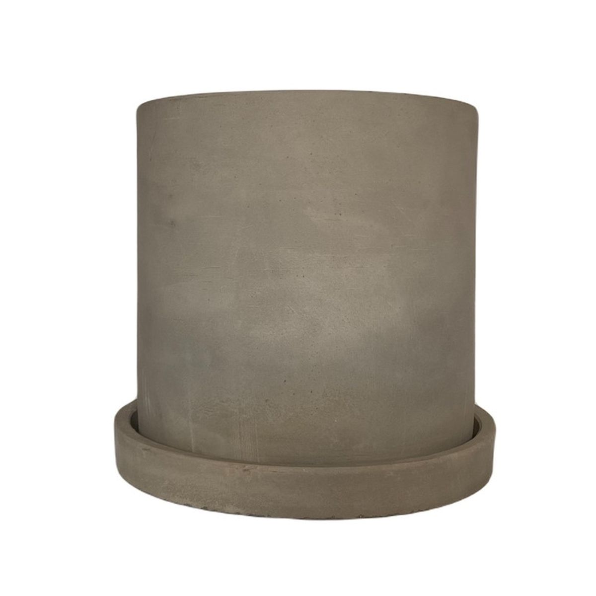 DECOGREEN - SET 3 MACETEROS Y PLATOS CEMENTO CILINDRO S+M+L