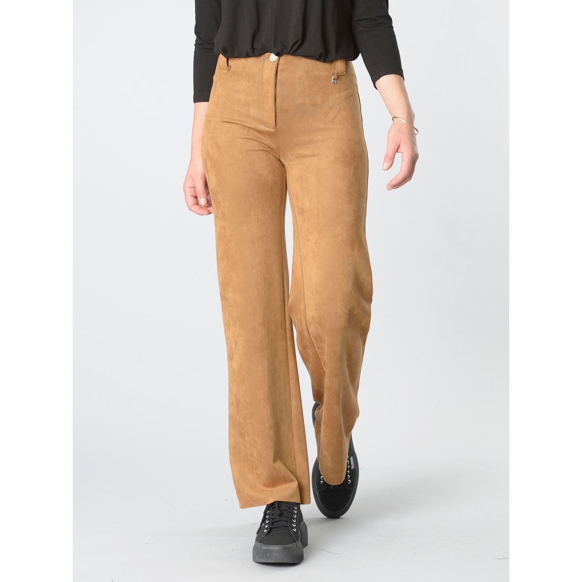 BOUS - Pantalón Ancho Gamuza Camel BOUS