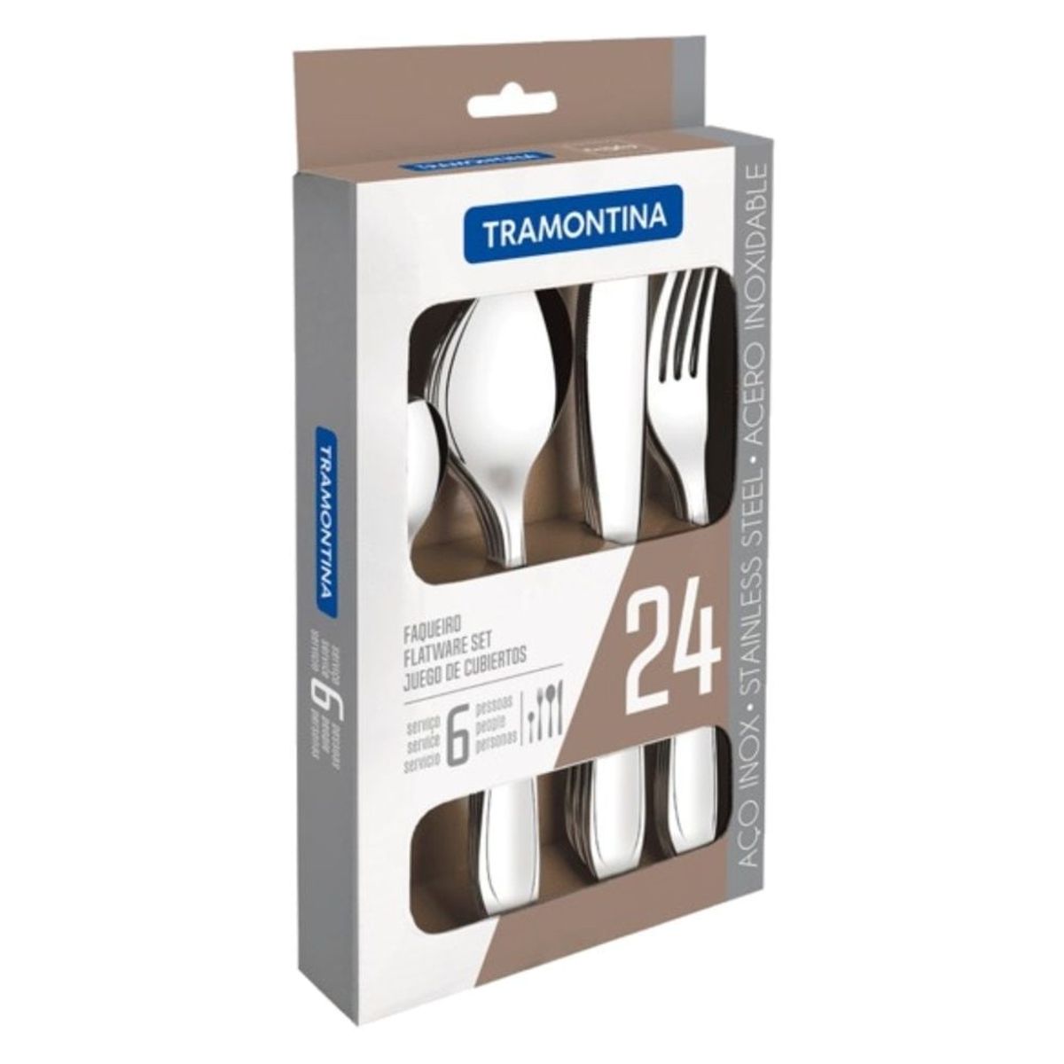 TRAMONTINA - Juego Cubiertos Tramontina 24 Piezas acero inoxidable