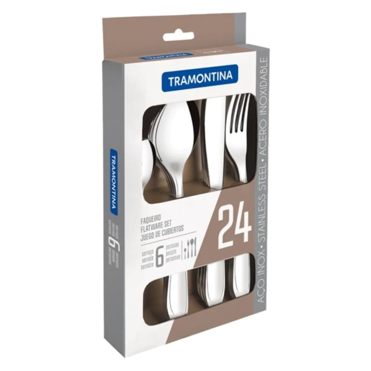 TRAMONTINA - Juego Cubiertos Tramontina 24 Piezas acero inoxidable
