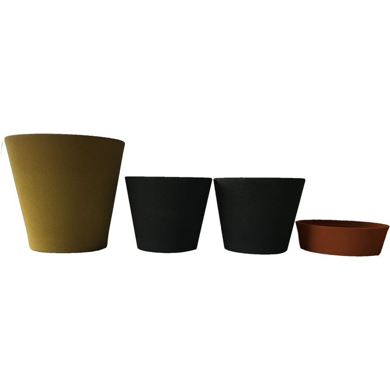 DECOGREEN - Set de 4 maceteros de arena 1 Gris 2 Rojos 1 Verde