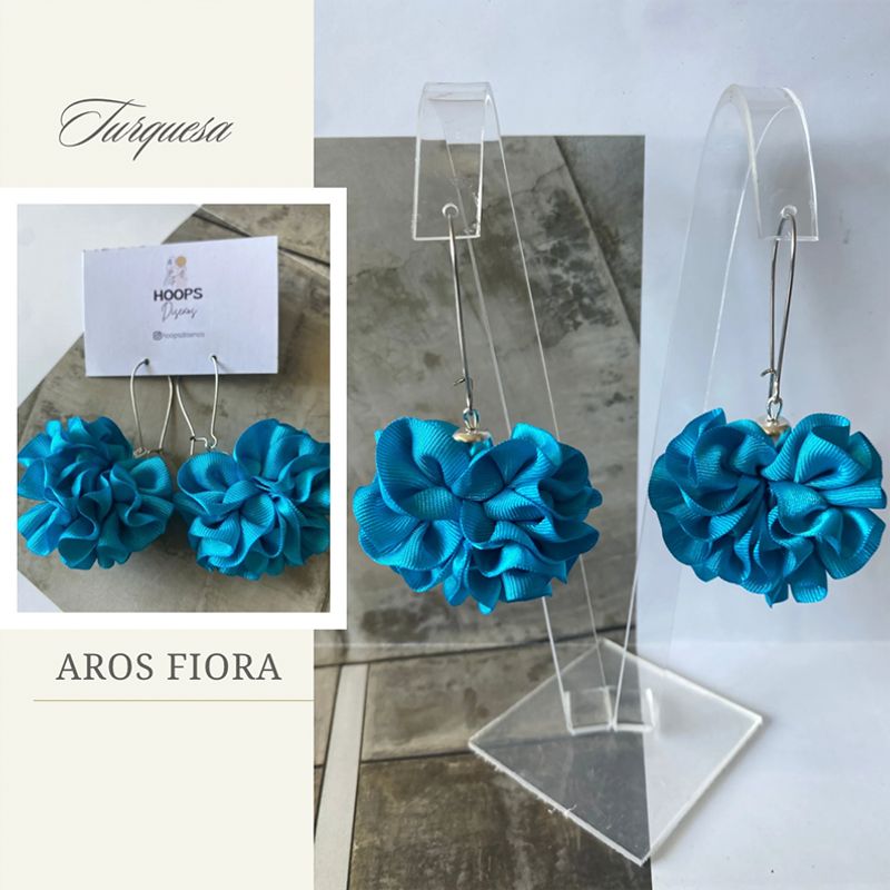 GENERICO - Aros De Tela En Flor Hechos A Mano
