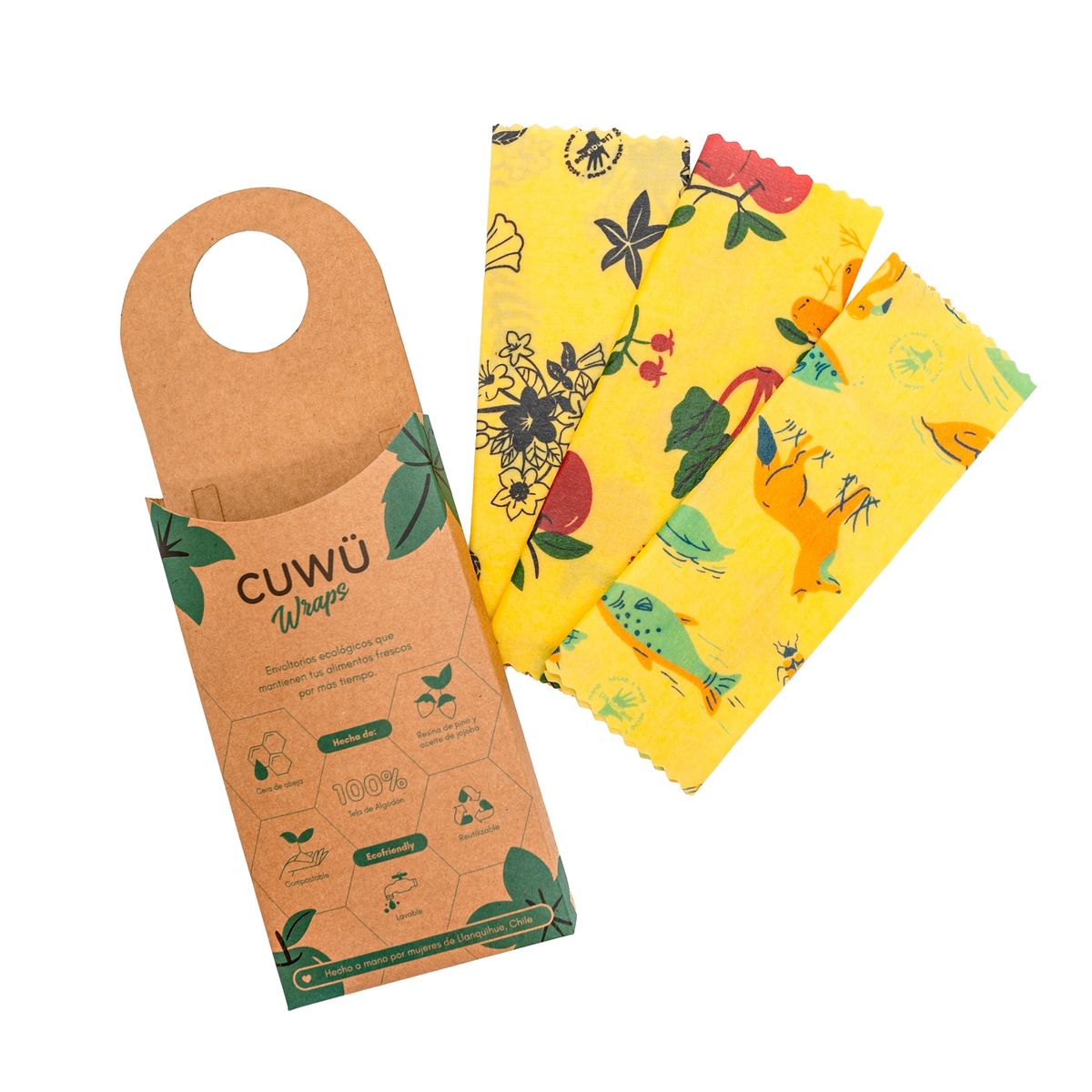 CUWU - Envoltorios reutilizables alimento Set Mediano 3U 3Tamaños