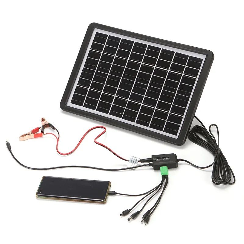 GENERICO - Panel Solar Portátil 15W 16V Exteriores y Emergencia Cable USB 5 en 1