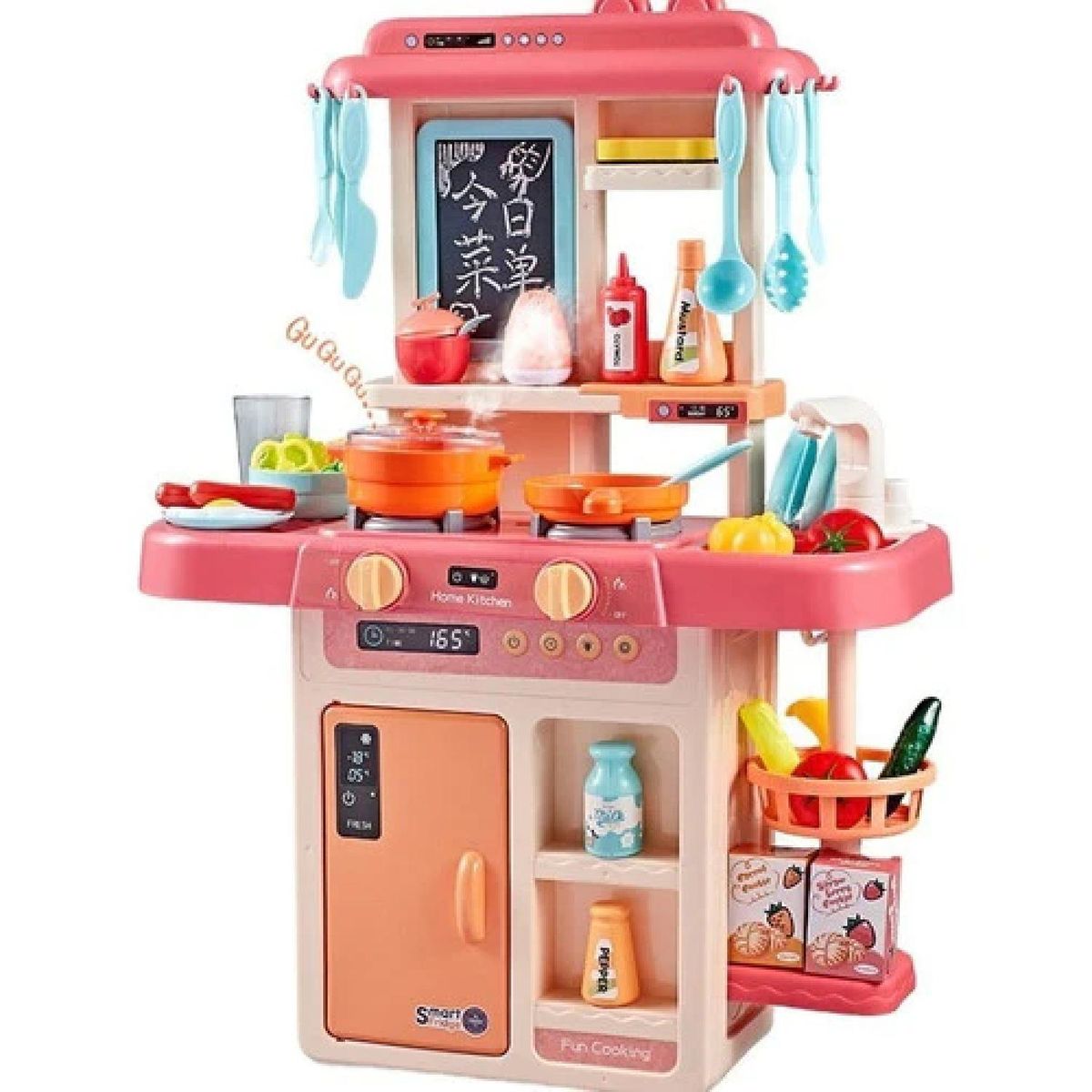 GENERICO - Juguete Set Cocina 42 Piezas Luz Sonido Rosado Infantil 63Cm