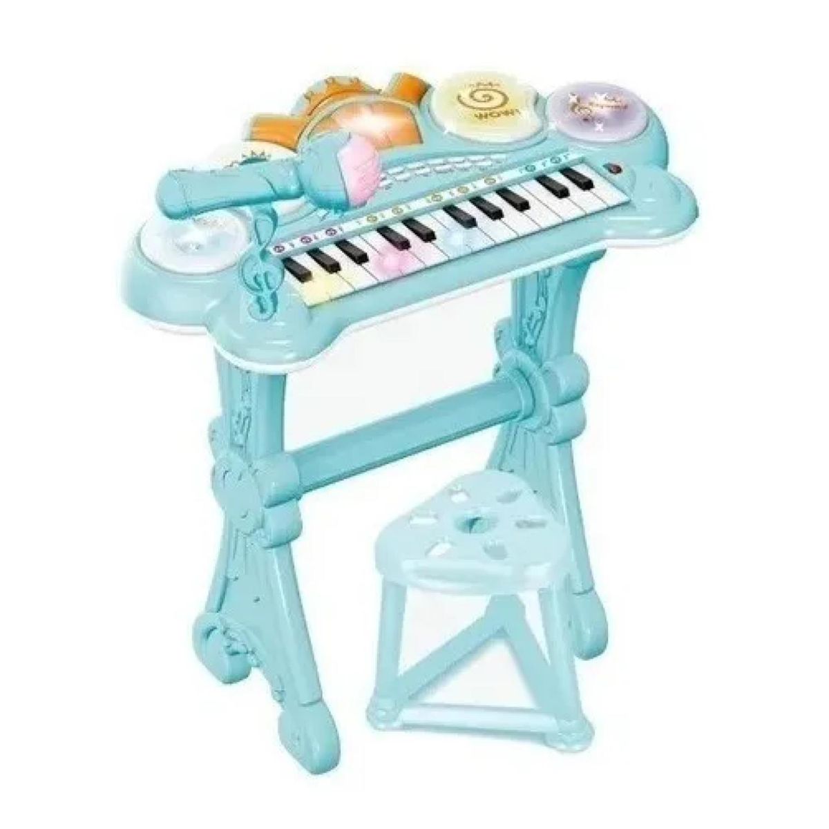 GENERICO - Juguete Teclado Piano Musical Con Microfono Celeste Infantil