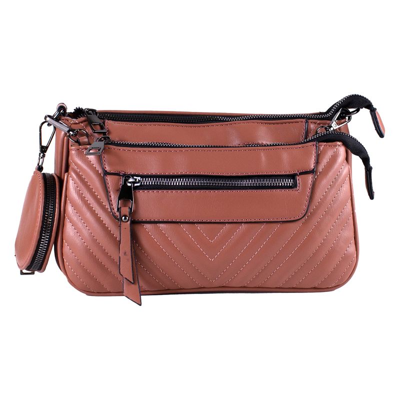 MAILEA - Bandolera ecocuero doble cierre para mujer rosado