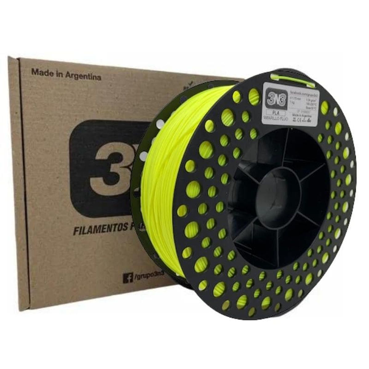 3N3 - Filamento 3D Pla 3n3 1kg 175mm Amarillo Fluorescente